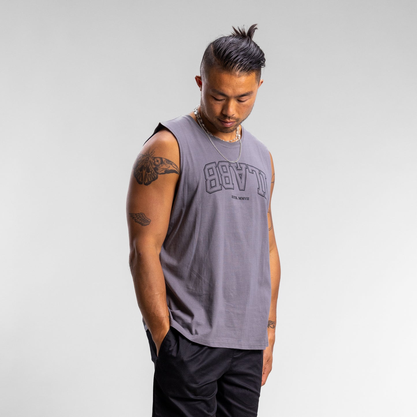 Varsity Line Block Tank Unisex GRANITE