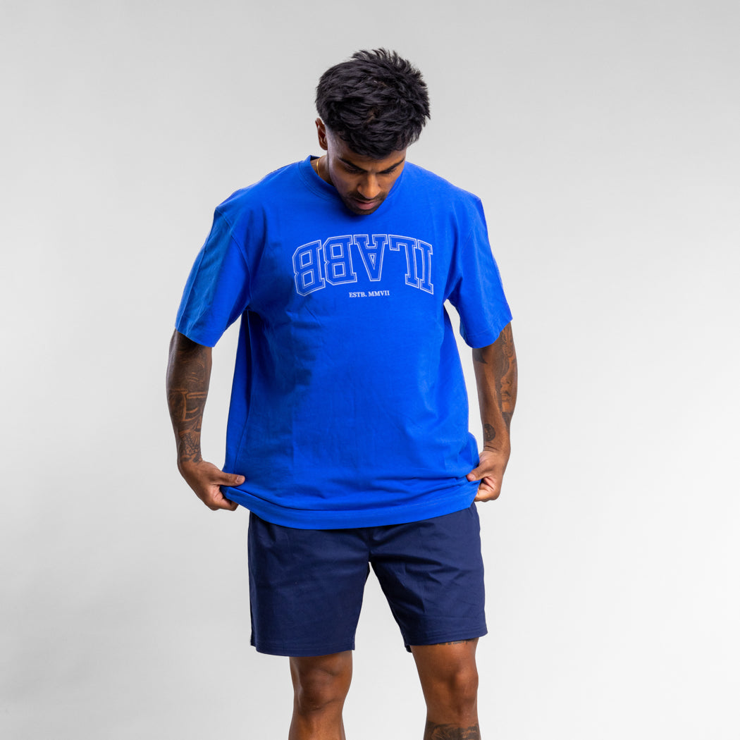 Varsity Line Block Tee Unisex SONIC BLUE