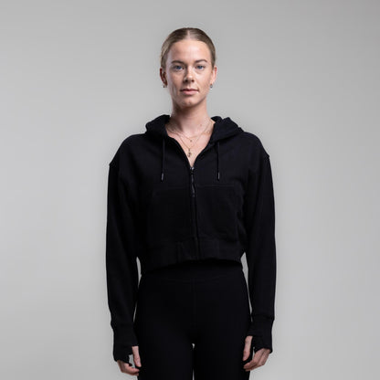 Pulse Zip Crop Hood Capsize - Women's BLACK