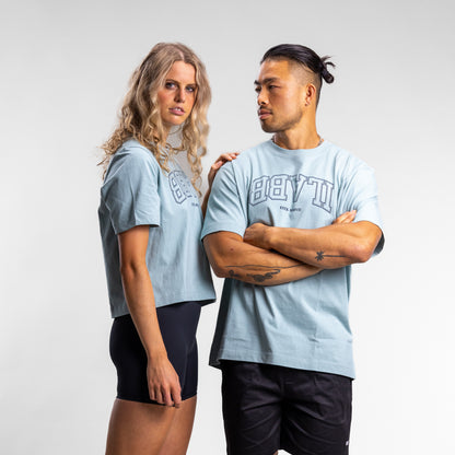 Varsity Line Block Tee Unisex Sky