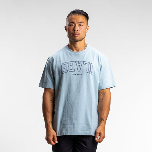 Varsity Line Block Tee Unisex Sky