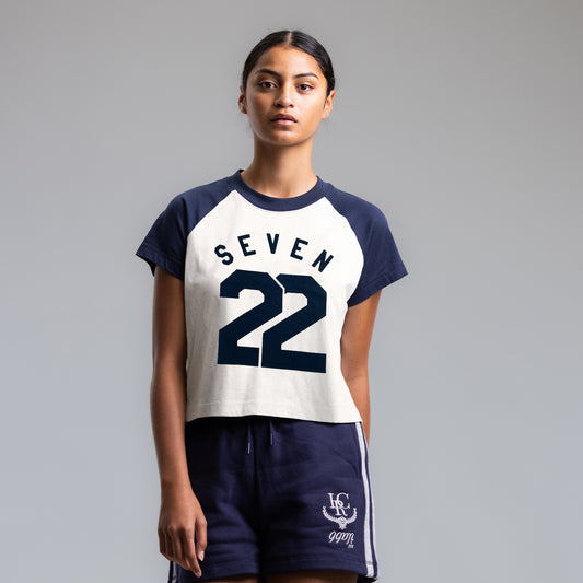 Seven22 Raglan Cropped Tee Women's MIST/NAVY